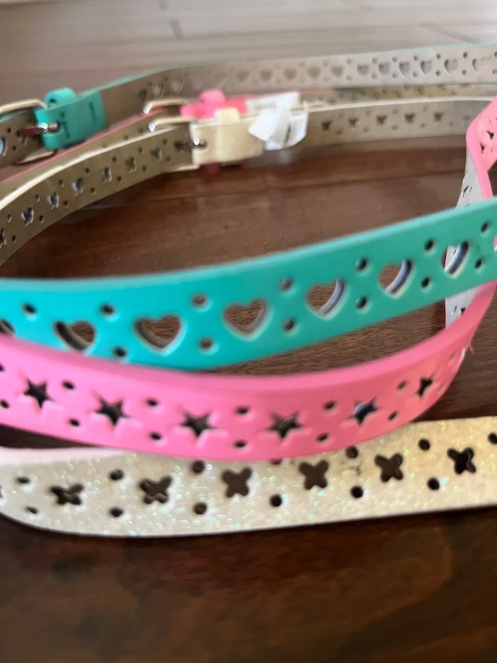Target Kids Belts Set - Gold Glitter, Pink, Teal